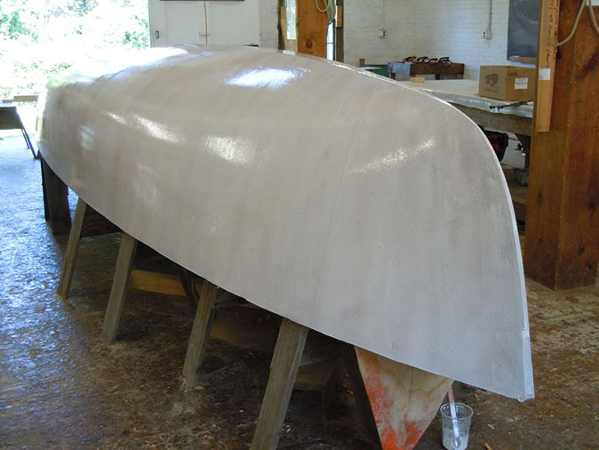 The hull is coated with epoxy.