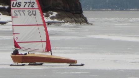 The Mini Skeeter sailing at Somers bay on Flathead Lake Montana