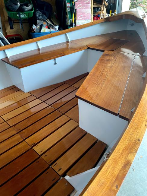 2018 Wooden Seaskiff, inisde deck bow view
