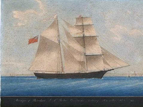 A replica of an 1861 painting of AMAZON (later, MARY CELESTE).