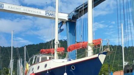  "Tip Toes," a 34' Benford Dory junk rig schooner (Badger)