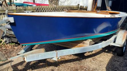 Lightning #10022, on trailer port side bow view