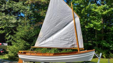 15' Dory-skiff, on trailer sail up full starboard view