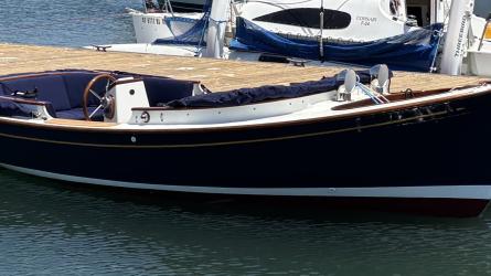 2025 Paul Gartside Custom 17' Electric Launch, docked  starboard side view