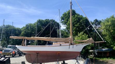 "ECHO" 1965 Friendship Sloop, on the hard starboard side view