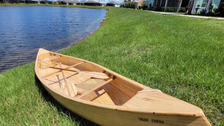 Handmade wooden canoe 