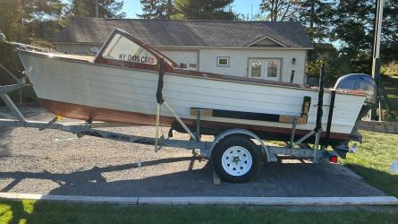 1961 Lyman 18' Outboard, on trailer port side view