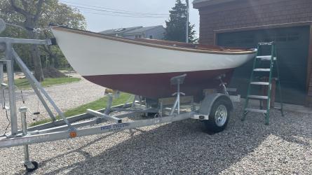 Buzzards Bay 14, on trailer port side bow view