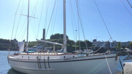 1941 47' Ed Monk Sr Custom Designed Ketch, in water, starboard side view