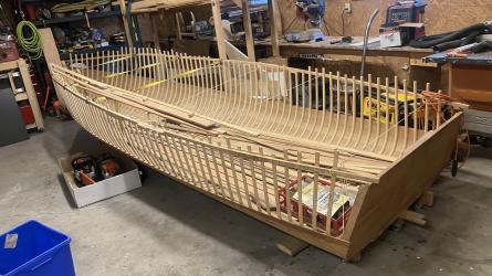 Little over half finished cedar strip boat. FREE.