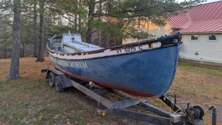 Mark ll Motor Whaleboat  For Free, on trailer starboard side view