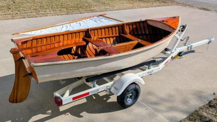 1961 Old Town 11 1/2' Sailing Dinghy, on trailer starboard side view