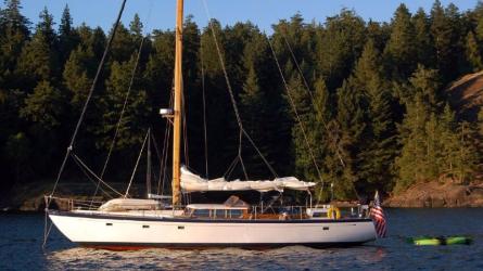 51ft 1956 Vic Franck Built Custom Ben Seaborn Sloop - Sea Fever, in water port side view