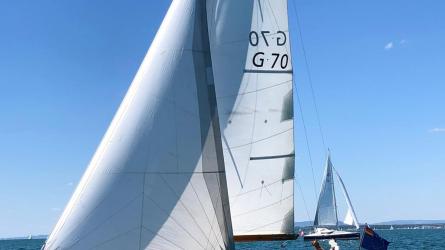 Unique 39ft Cruiser Racer “Carina”, in water undersail, portside view
