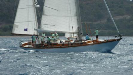 SAPHAEDRA at Antigua Classic Yacht Regatta, 2015. Photo by Andrew Breece.