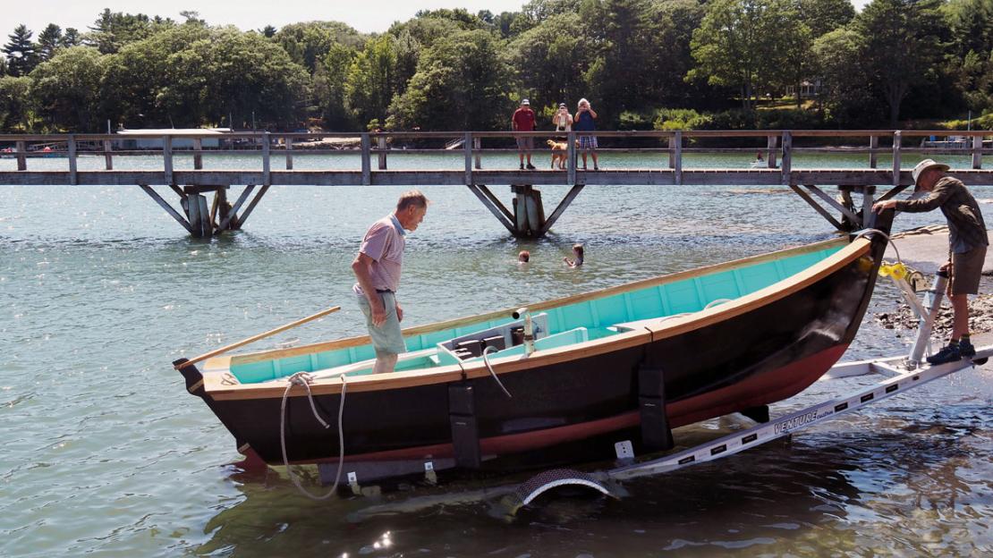 Launching the trap skiff.