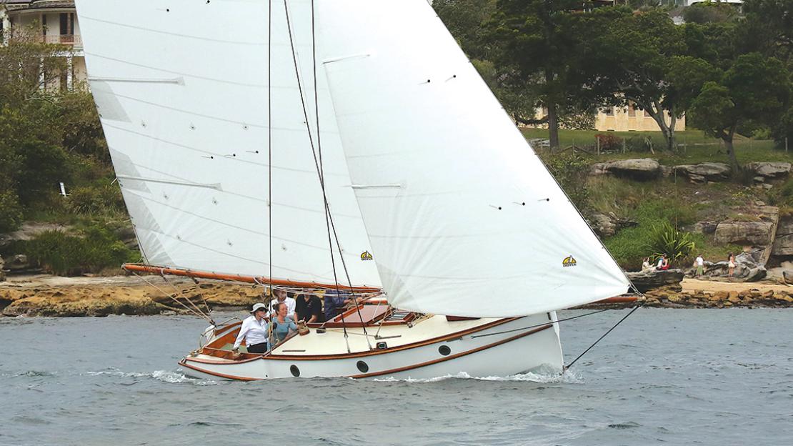 Gaff rigged VOLUNTEER.