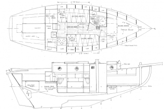 Austral: 29' wood/epoxy cruising cutter accommodation plan