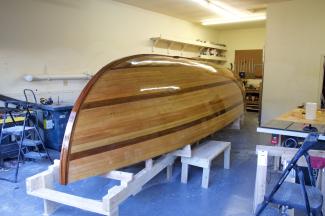 Varnished hull before turning right side up
