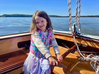 Builder's daughter at the helm