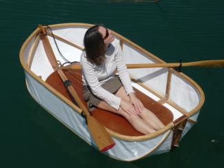 Origami 6 folding dinghy is easy to row