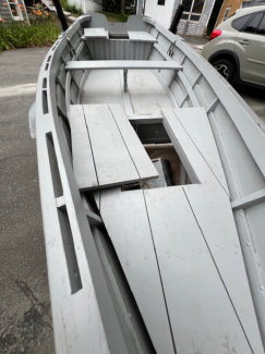 12 10 classic Lapstrake Skiff for sale, inside hatches view