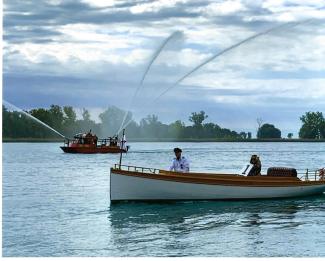 1906 ELCO ELECTRIC LAUNCH -Willow underway 