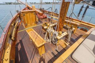 1938 Vintage Norwegian Double Ended Ketch, in water looking toward bow