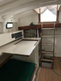 1959 Geerd Hendel Raised Deck Cutter 35’ nav station