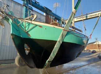 Atkin 30' Gaff-Cutter WindRose 1979, on the hard lifted