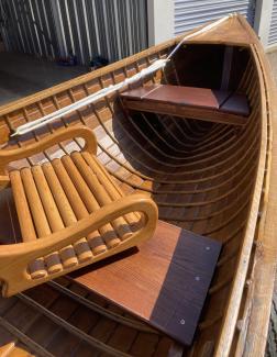 CW Barrett Bros Rangeley  , folded seat, inside boat