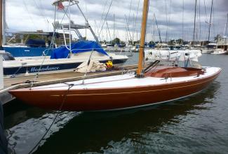 International Class Dragon Sailing Yacht, in water, docked