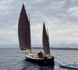 Iain Oughtred Eun Na Mara built in Port Townsend, underway