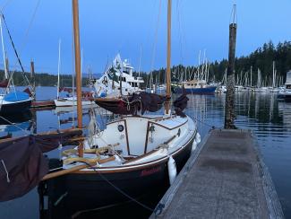 Iain Oughtred Eun Na Mara built in Port Townsend, dockside