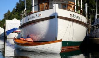 Kirdy, in water at the bow of JoAhan K