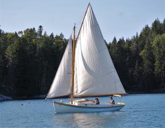 Harry Bryan Design "Katie" Sloop, in water undersail, port side view