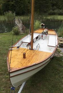 Lilou2 for sale, looking from above towards stern starboard side view