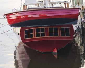 2002 Reuel Parker 50' Ketch "Tien Hou", docked starboard side stern view, dinghy 