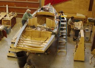 Harry Bryan Design "Katie" Sloop, inside being worked on