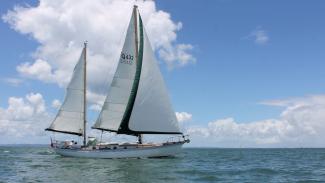 Weber auxiliary ketch WOTAMA (1974) under way