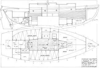 Alternate accommodation plan of 23' wooden centerboard cutter Sandy
