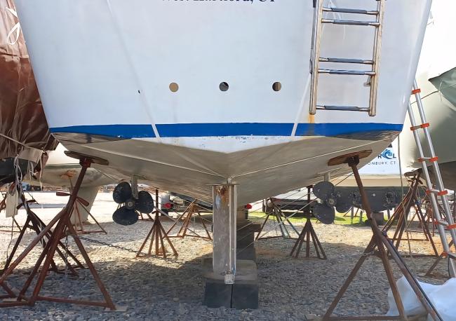 36' DEVLIN TRAWLER, 2012, transom view, on stands