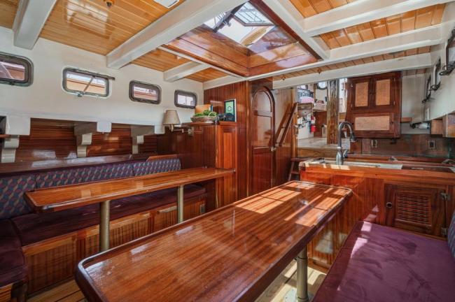 1938 Vintage Norwegian Double Ended Ketch, view inside 