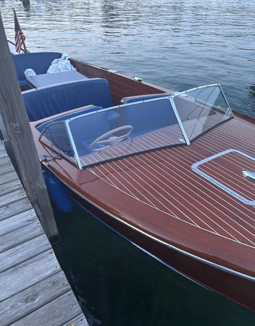 1948 22' Chris Craft Sportsman , docked starboard side