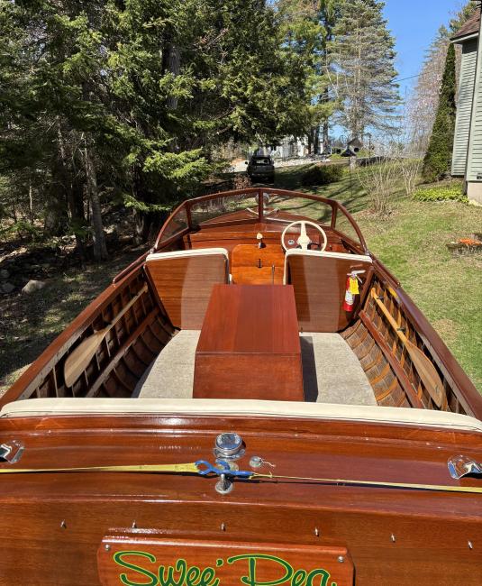 1956 Chris Craft Sea Skiff, view from stern looking towards bow