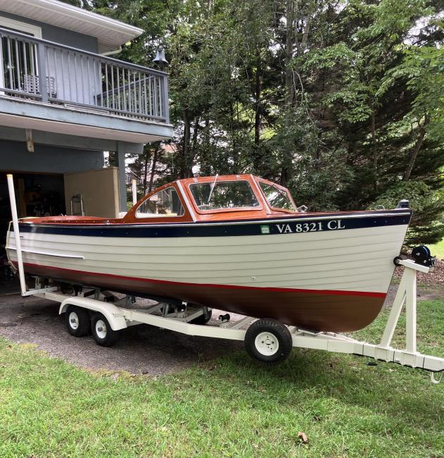 1959 Lyman, on trailer starboard side view
