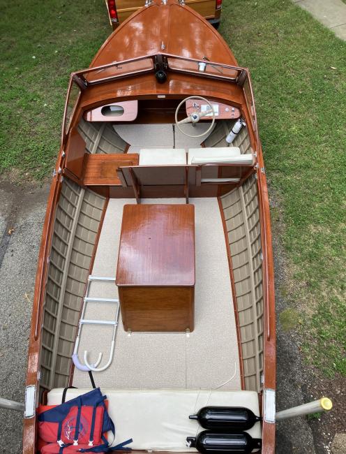 1959 Lyman, on trailer view from above looking toward bow