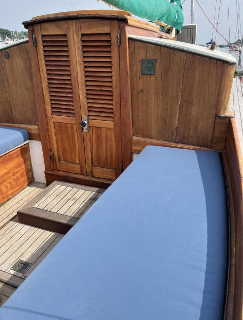 1962 Herreshoff H28 ketch, view of deck seating area