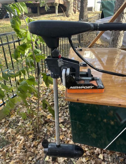 2012 Core Sound 17 Cat Ketch, on trailer view of Three blade trolling motor