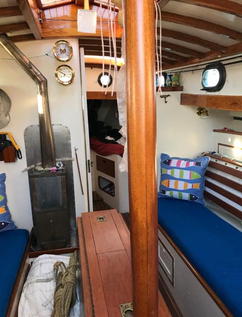 36' Joel White Ketch (1971) NASKET, inside view